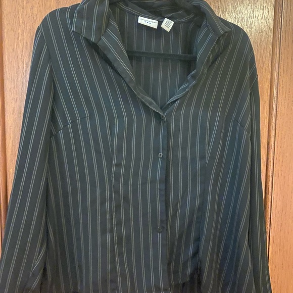 Black and White Striped Button Up - Picture 1 of 3